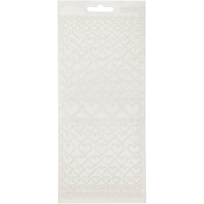 Stickers, harten, vel 10x23 cm, transparant, 1 vel