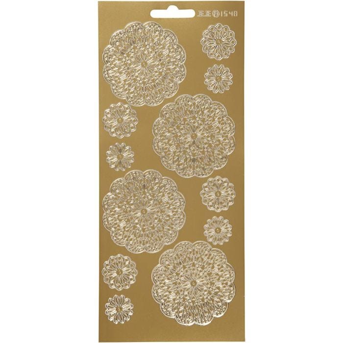 Stickers, bloemen, vel 10x23 cm, goud, 1 vel