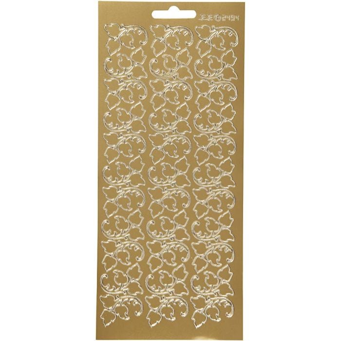 Stickers, bladeren, vel 10x23 cm, goud, 1 vel