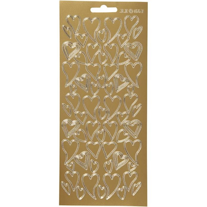 Stickers, harten, vel 10x23 cm, goud, 1 vel