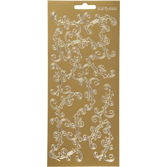 Stickers, swirl, vel 10x23 cm, goud, 1 vel