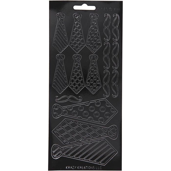 Stickers, stropdassen, vel 10x23 cm, zwart, 1 vel