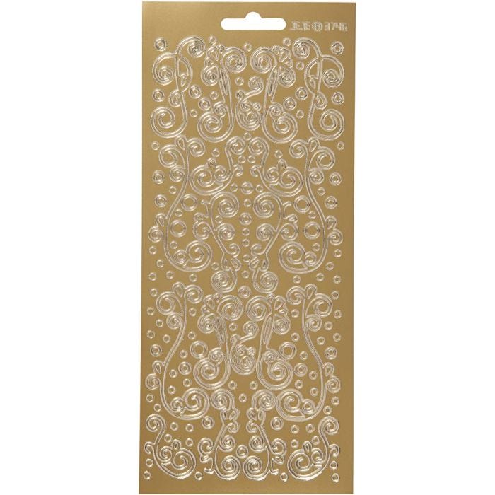 Stickers, swirl, vel 10x23 cm, goud, 1 vel
