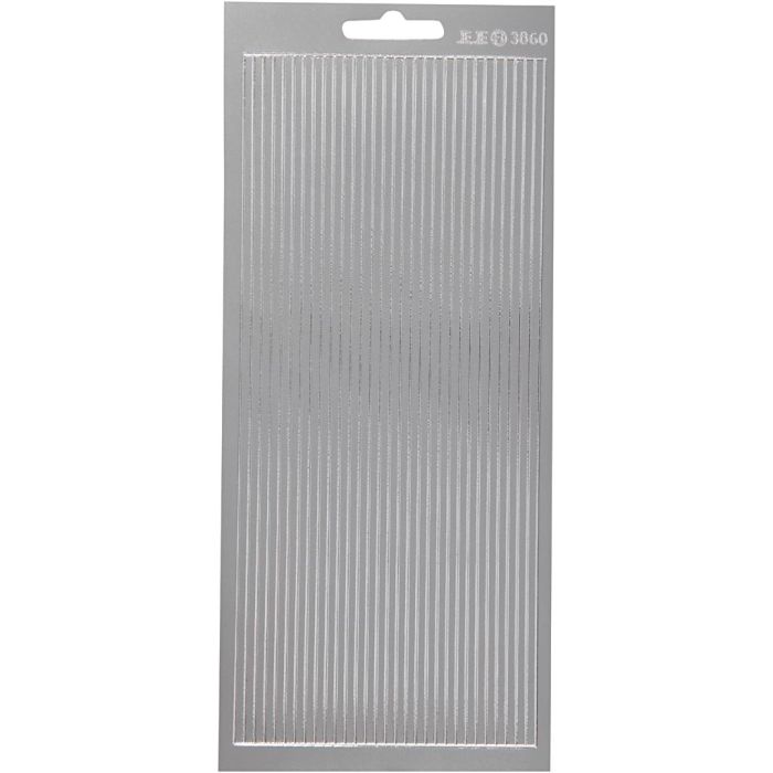 Stickers, randen, vel 10x23 cm, zilver, 1 vel