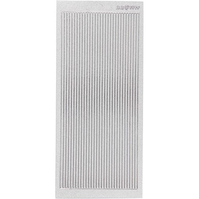 Stickers, randen, vel 10x23 cm, zilver, 1 vel