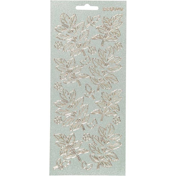 Stickers, bladeren, vel 10x23 cm, goud, 1 vel