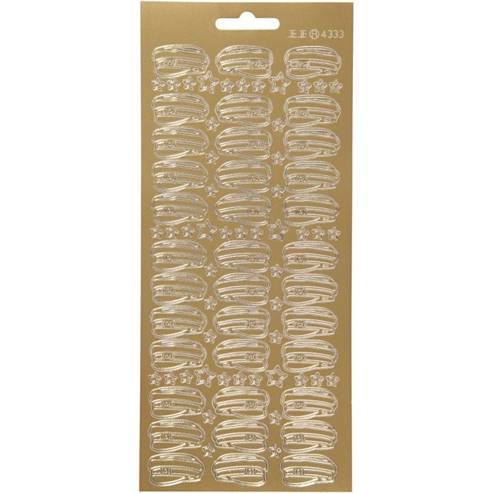 Stickers, hoed, vel 10x23 cm, goud, 1 vel
