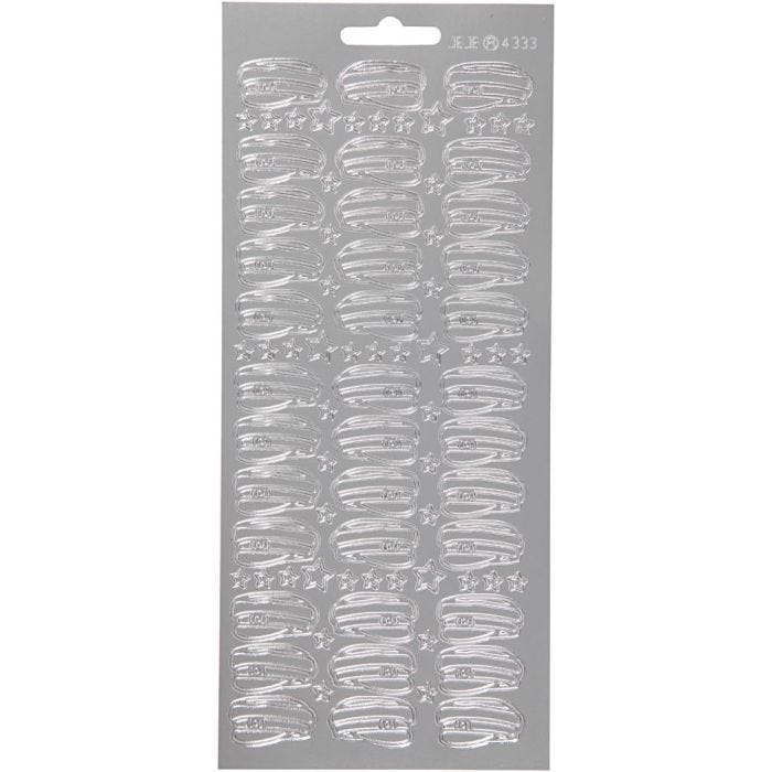 Stickers, hoed, vel 10x23 cm, zilver, 1 vel