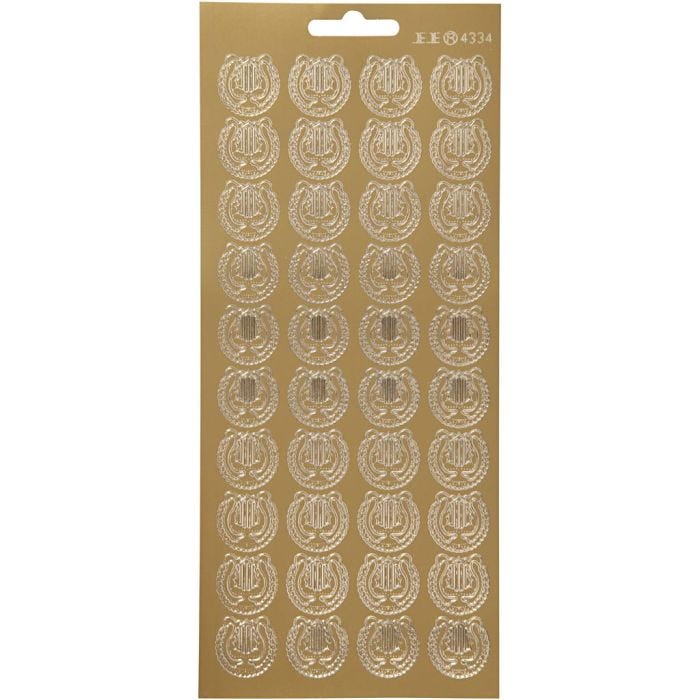 Stickers, lier, vel 10x23 cm, goud, 1 vel