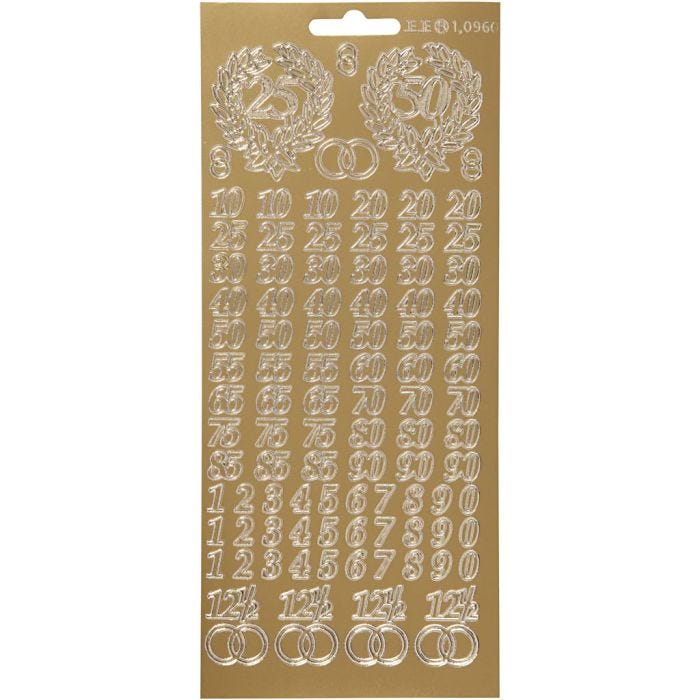Stickers, jubileum, vel 10x23 cm, goud, 1 vel