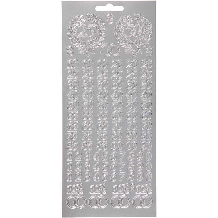 Stickers, jubileum, vel 10x23 cm, zilver, 1 vel