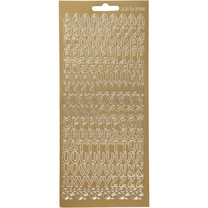 Stickers, alfabet, vel 10x23 cm, goud, 1 vel