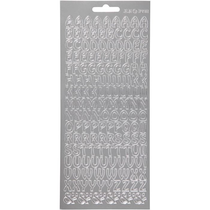 Stickers, alfabet, vel 10x23 cm, zilver, 1 vel