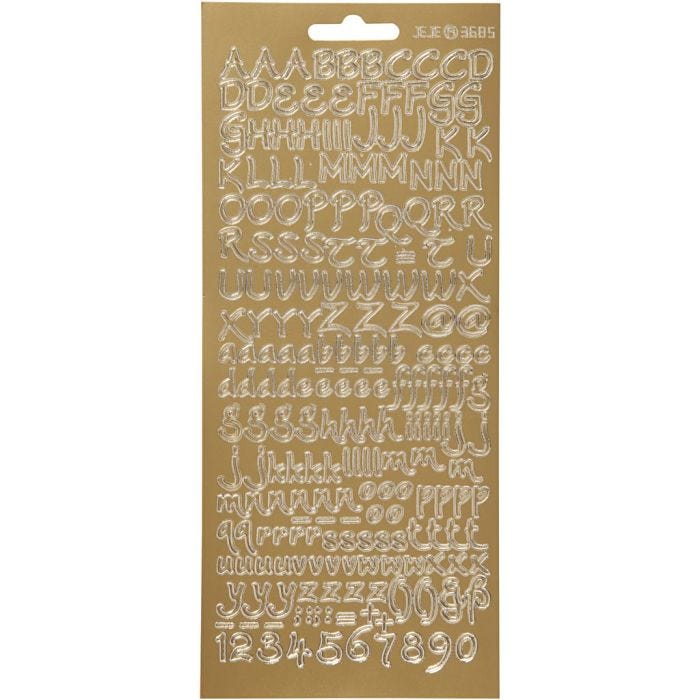Stickers, alfabet, vel 10x23 cm, goud, 1 vel
