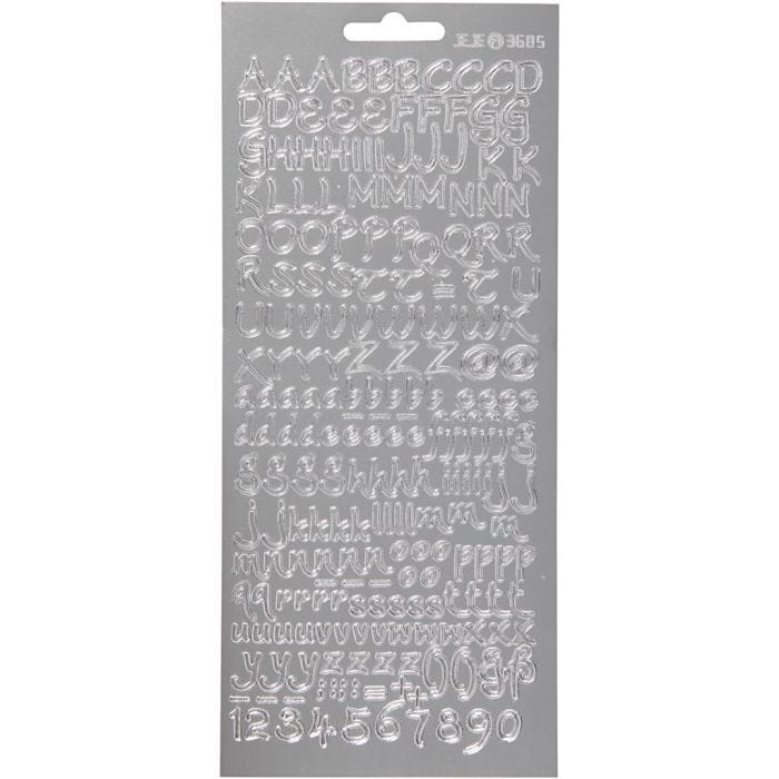 Stickers, alfabet, vel 10x23 cm, zilver, 1 vel