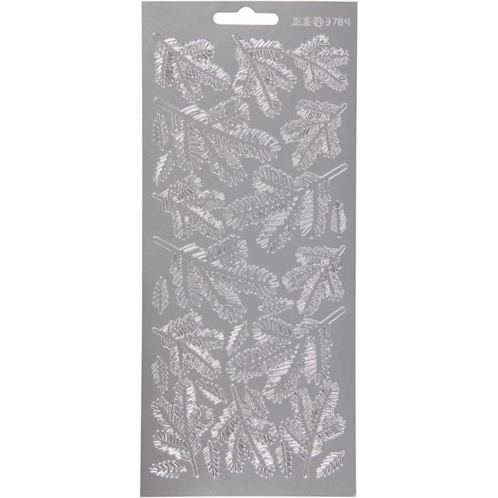 Stickers, twijgen, vel 10x23 cm, zilver, 1 vel