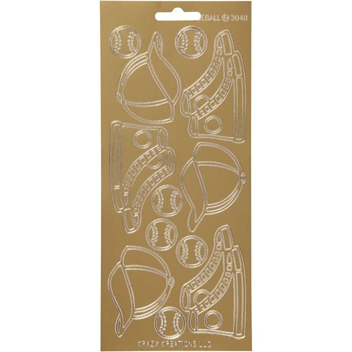 Stickers, sport, vel 10x23 cm, goud, 1 vel