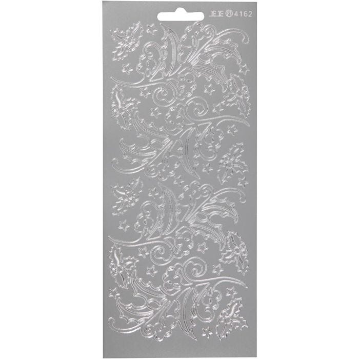 Stickers, hulst, vel 10x23 cm, zilver, 1 vel