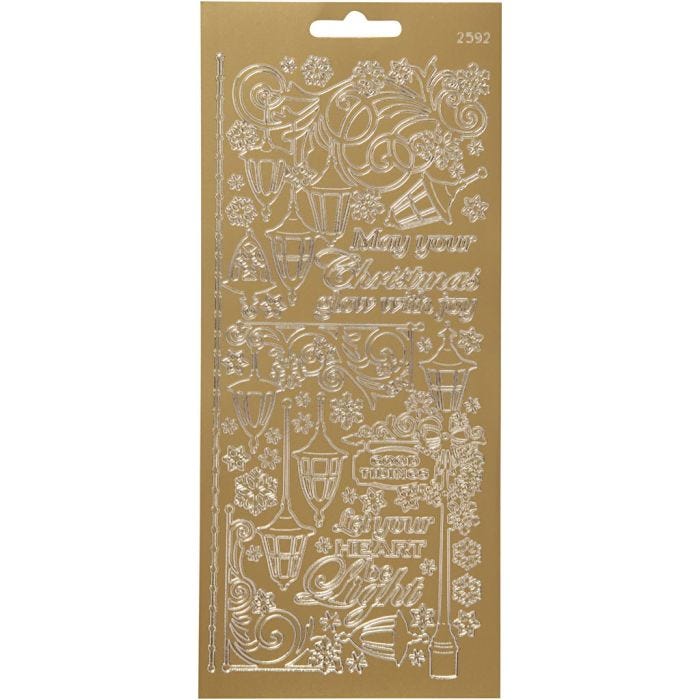 Stickers, lantaarnen, vel 10x23 cm, goud, 1 vel