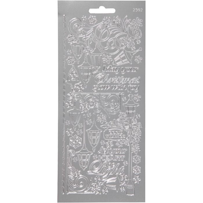 Stickers, lantaarnen, vel 10x23 cm, zilver, 1 vel