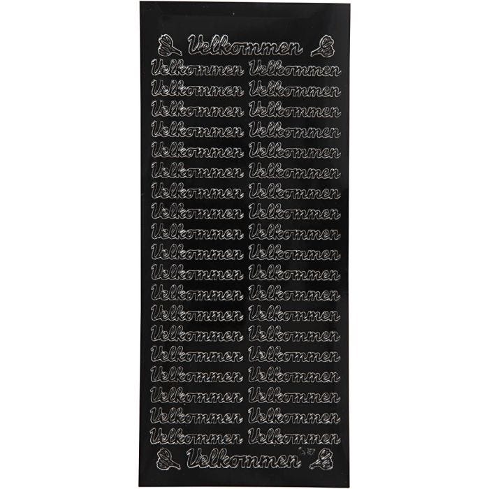Stickers, velkommen, vel 10x23 cm, zwart, 1 vel