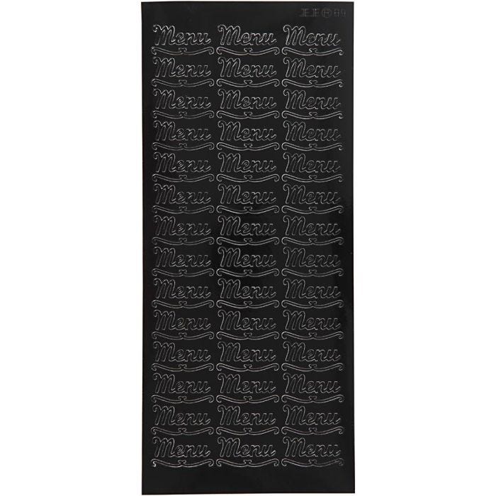 Stickers, menu, vel 10x23 cm, zwart, 1 vel
