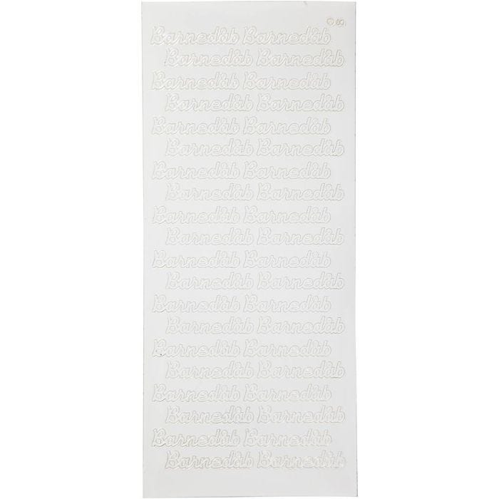 Stickers, barnedåb, vel 10x23 cm, wit, 1 vel