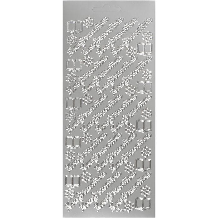 Stickers, konfirmation, zilver, 1 vel