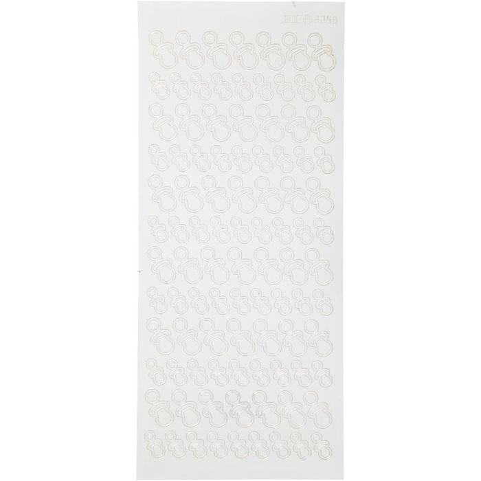 Stickers, dummies, vel 10x23 cm, wit, 1 vel