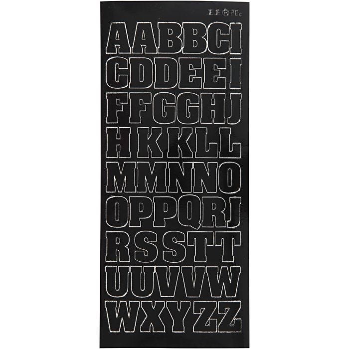Stickers, grote hoofdletters, vel 10x23 cm, zwart, 1 vel