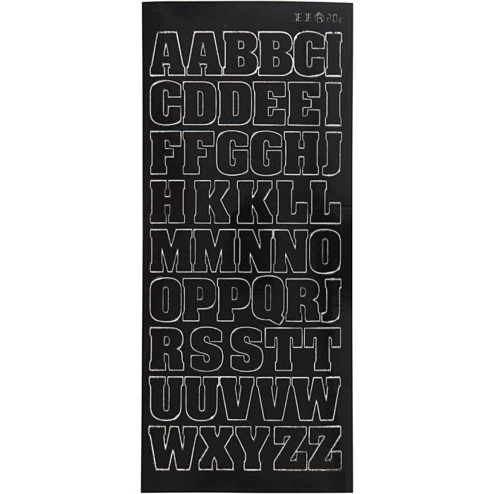 Stickers, grote hoofdletters, 10x23 cm, zwart, 1 vel