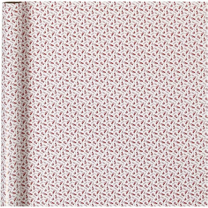 Inpakpapier, trompet, B: 70 cm, 80 gr, rood, wit, 4m/ 1 rol
