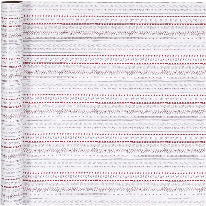 Inpakpapier, doodles, B: 70 cm, 80 gr, rood, wit, 4m/ 1 rol