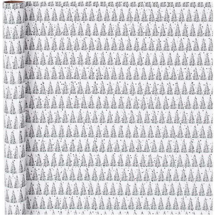 Inpakpapier, denneboom, B: 70 cm, 80 gr, groen, wit, 4m/ 1 rol