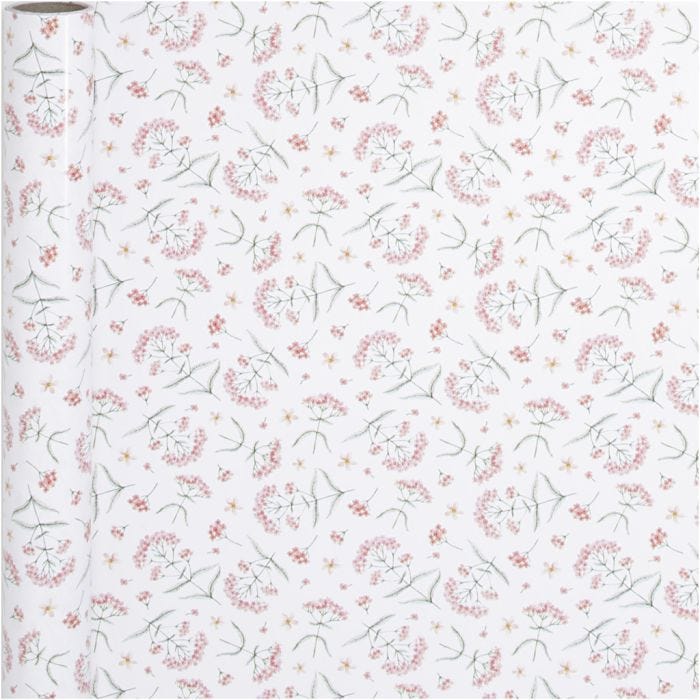 Inpakpapier, bloemen, B: 50 cm, 80 gr, 5 m/ 1 rol