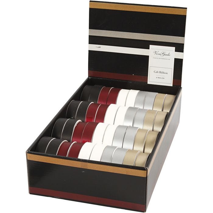Cadeaulint, B: 18 mm, diverse kleuren, 40x25 m/ 1 doos