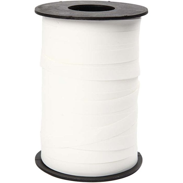 Cadeaulint, B: 10 mm, matt, wit, 250m/ 1 rol