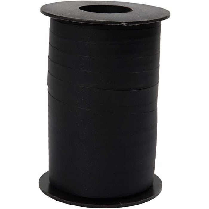 Cadeaulint, B: 10 mm, matt, zwart, 250 m/ 1 rol
