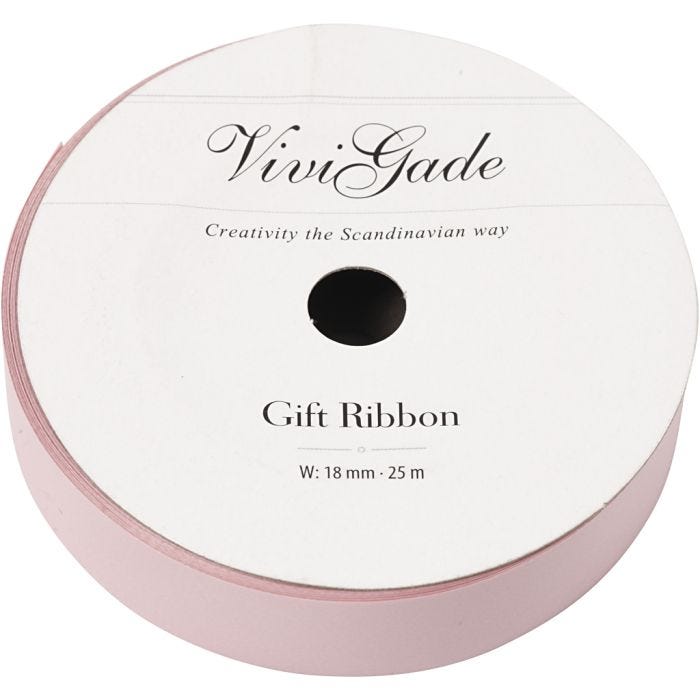 Cadeaulint, B: 18 mm, matt, lichtrood, 25m/ 1 rol