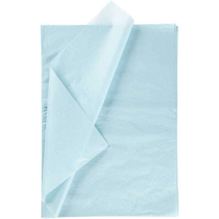 Tissuepapier, vel 50x70 cm, 17 gr, lichtblauw, 10vel/ 1 doos