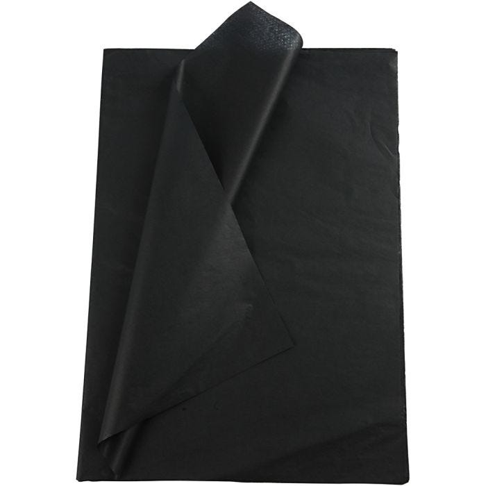 Tissuepapier, vel 50x70 cm, 17 gr, zwart, 10vel/ 1 doos