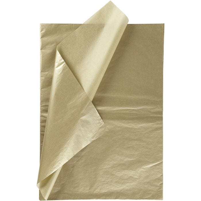 Tissuepapier, vel 50x70 cm, 17 gr, goud, 6vel/ 1 doos