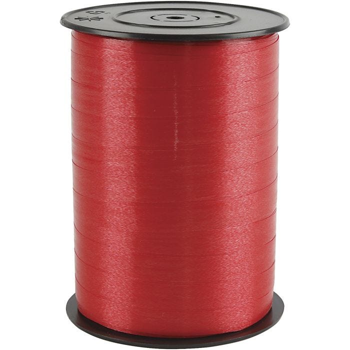 Cadeaulint, B: 10 mm, glossy, rood, 250 m/ 1 rol