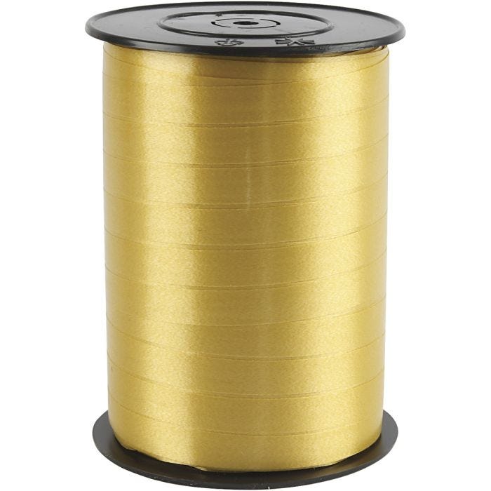 Cadeaulint, B: 10 mm, glossy, goud, 250 m/ 1 rol