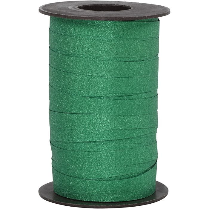Cadeaulint, B: 10 mm, glitter, groen, 100 m/ 1 rol