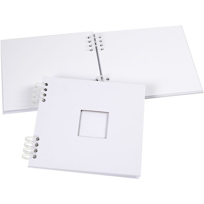 Spiraal gebonden Scrapbook, afm 20x20 cm, 250 gr, wit, 1 stuk