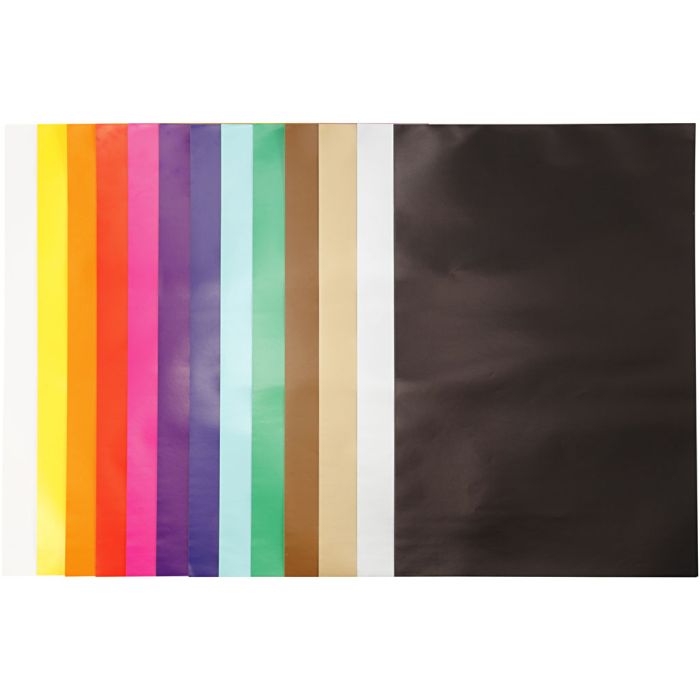 Glanspapier, vel 32x48 cm, 80 gr, diverse kleuren, 100 vel/ 1 doos