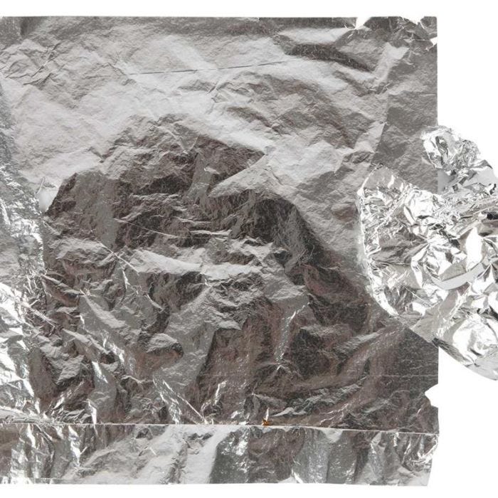 Imitatie bladmetaal, vel 16x16 cm, zilver, 0,625 m2, 25 vel/ 1 doos
