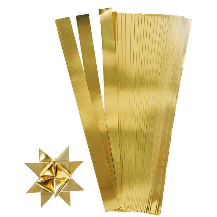Vlechtstroken, L: 45 cm, B: 10 mm, d 4,5 cm, goud, 100 stroken/ 1 doos