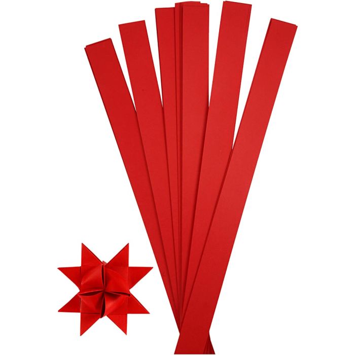 Vlechtstroken, L: 73 cm, B: 25 mm, d 11,5 cm, rood, 100 stroken/ 1 doos